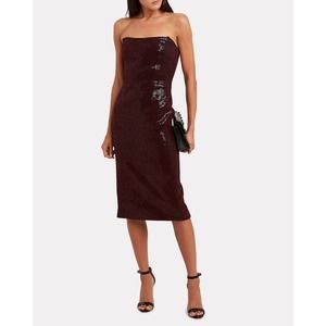 Haney martina maroon strapless sequin mini dress